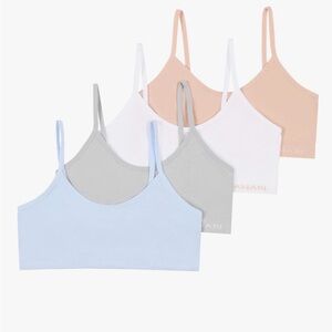 Girl’s Seamless Bralette Set - Blue, Gray, White, Tan